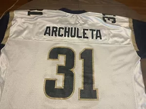Maglietta vintage Adam Archuleta 31 St Louis Rams 2XL XXL NFL Reebok bianca - Foto 1 di 9