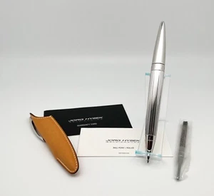 Penna a sfera/roller palladio argento Jorg Hysek con portapenne naturale (abbronzato) - Foto 1 di 8