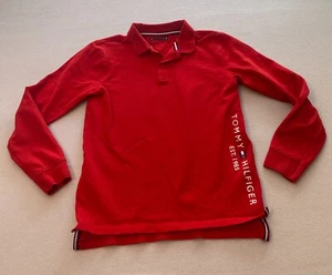 TOMMY HILFIGER Sweater Boys Size 32 Red Collared Long Sleeve Embroidered Logo - Picture 1 of 13