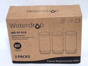 3 pack Waterdrop Faucet Replacement Filter WD-FF-01A, INDIVIDUALLY SEALED !! - Picture 1 of 4