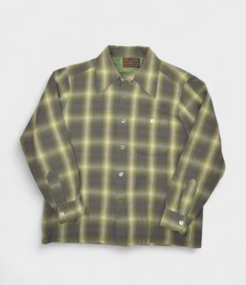 Vintage Pendleton Shirt Mens M Wool Green Shadow Plaid Loop Collar Board USA Sir - Image 1 of 4