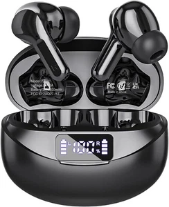 Écouteurs Sans Fil, Bluetooth, 5.3 HiFi Stéréo avec Micro Antibruit ENC NOIR - Photo 1 sur 7