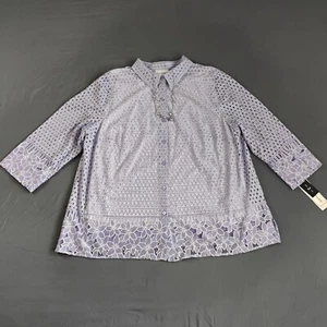 Alfred Dunner Top 2 For 1 Women's 3/4 Sleeve Blouse Size 1X Purple NWT Tag $68 - Picture 1 of 22