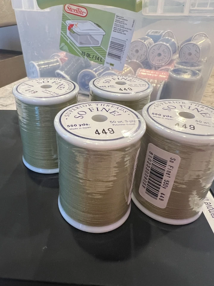449 So Fine Polyester Thread 3-ply 50wt 550yds Celery LOT OF 4 - Image 1 of 1