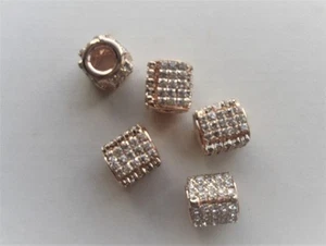 CRAFT-BEADS-5x 15x13mm Gold Plated Alloy w rhinestones (fit european bracelets) - Picture 1 of 1