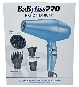 Babyliss Pro Nano Titanium Hair Dryer 1875W w/4 Attachments Minimizes Frizz Open - Picture 1 of 6