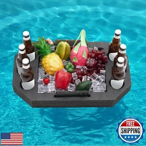 Qinyoung Large Floating Drink Holder Black Floating Refreshment Table Tray Co - Imagen 1 de 5