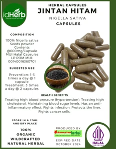 {idHerb} CAPSULE JINTAN HITAM - NIGELLA SATIVA NATURAL ORGANIC HERBAL FRESH - Picture 1 of 4
