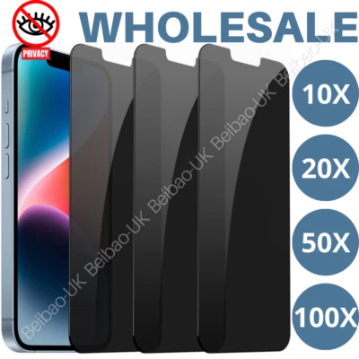 Wholesale Lot Privacy Screen Protector Tempered Glass For iPhone 14 13 12 11 X 8 - Image 1 of 4