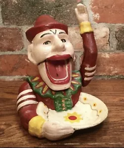 Cast Iron Jolly Jester Clown Mechanical Hubley Nutcracker with Shell Dish - Picture 1 of 7