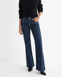 Express '70s Flare Jeans Women's 6R Mid Rise Dark Wash Back Center Seam Denim - Picture 1 of 12