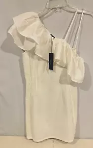 VERO MODA Women's Nala One Shoulder Short Dress Snow White {Ivory} Size S BNWT - Picture 1 of 17