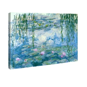 Canvas Print Monet Painting Repro Wall Art Home Decor Water Lilies Blue Green - Picture 1 of 8