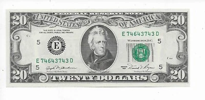 $20 1981 Buchanan/Regan Richmond E74643743D  Choice Crisp Uncirculated - Image 1 of 2