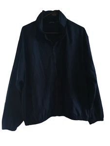 Vintage Ashworth Golf Bomber Jacket Full Zip Solid Navy Hideaway Hood Men's L - Picture 1 of 7