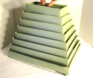 MID CENTURY MODERN MCM 1950s GREEN TV LAMP SHADE PAGODA STYLE - Picture 1 of 13