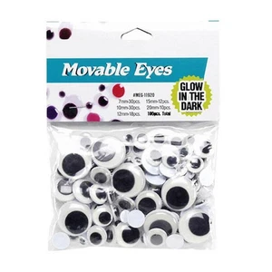 100er Set Glow in the Dark selbstklebende Augen - Bild 1 von 1