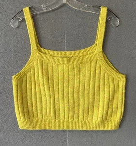 Wild Fable Damen gelb hellgrün Akzent ärmellos Crop Pullover Oberteil Gr. XXL - Bild 1 von 8