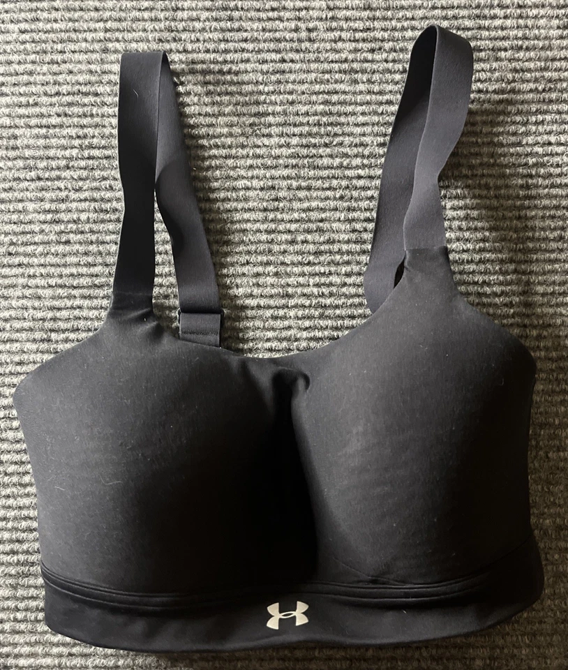 安德玛运动文胸女式黑色 32DD UA 带钩训练健身房交叉贴合 — 第 1/4 张图片