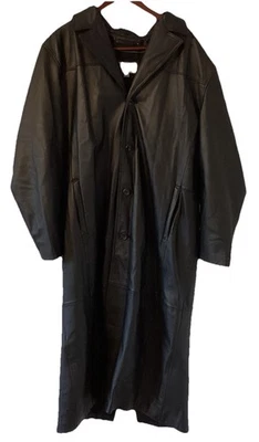 Trench coat masculino de couro real comprimento total espanador GG - Imagem 1 de 4