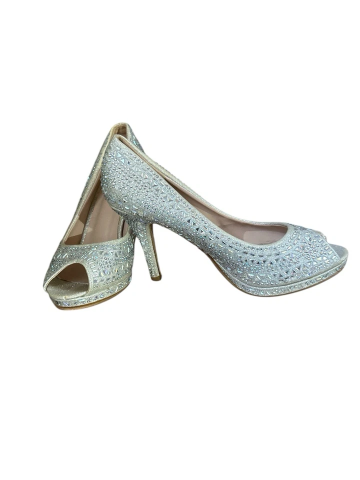 Lauren Lorraine Robie Rhinestone Heels Women’s Sz 8.5 Open Toe Gently Used Shape - Image 1 of 4