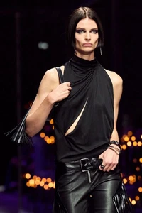 Versace Black Asymmetrical Cut-Out Draped Top - Size 40 - New - Picture 1 of 7