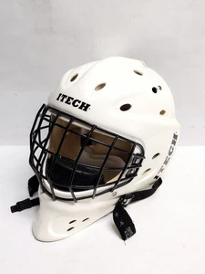 Maschera casco portiere hockey senior grande profilo Itech 1000SR vintage bianca - Foto 1 di 7