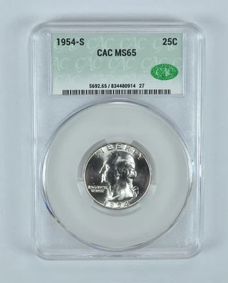 1954-S Washington Quarter MS65 CAC CACg *3015 - Image 1 of 4