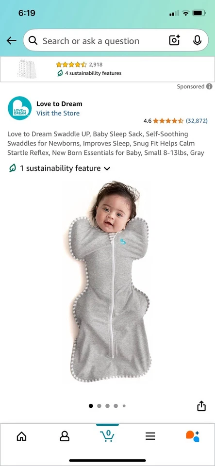 Saco de dormir Love To Dream tamaño pequeño-ligeramente usado Foto 1 de 1