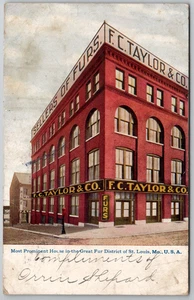 c1907 Postkarte St Louis Missouri MO FC Taylor & Co Pelzverkäufer roter Briefkasten - Bild 1 von 2