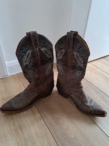 Genuine Justin Women's Leather Cowboy Boots Size UK 5 Handcrafted in the USA - Picture 1 of 8