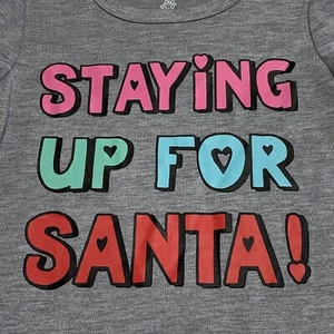 Okie Dokie Kleinkind Grafik Shirt 2T Langarm grau "Staying Up For Santa" Neu mit Etikett - Bild 1 von 7