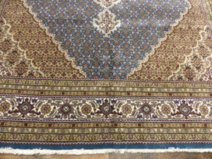 8'x10' Blue High End New hand knotted wool & Silk mahi Fish Tabrizz Dense rug - Picture 1 of 13