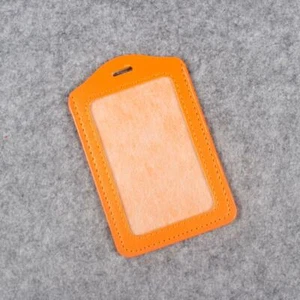 Durable Leather Vertical Photo Name ID badge Holder Free Ship - Picture 1 of 6