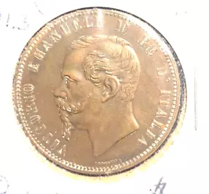 Italy 1866 H 10 centesimi KM 11.3 Brn Unc - Picture 1 of 2