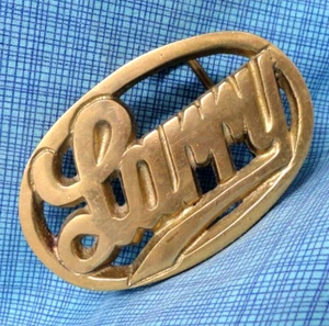 LARRY Belt Buckle Iconic 70s Cut Out Brass Name Vintage Taiwan .TAZ288 - Picture 1 of 8