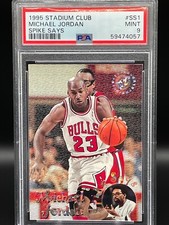 1995/96 Topps Stadium Club Michael Jordan Spike Says PSA 9 #SS1 Chicago Bulls