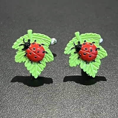 Gemelos Ladybug On Leaf para hombre cumpleaños boda regalo gemelos de lujo en caja Foto 1 de 4