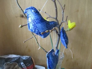 3 Vögel aus Stoff, Vogel Frühling Deko Hänger, Handarbeit, Bunt, Genäht - Bild 1 von 5