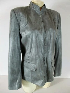 Alfred Dunner womens Sz 8 L/S gray SOFT FAUX SEUDE full zip lined jacket (F)pm - Picture 1 of 11