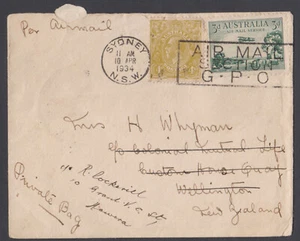 AUSTRALIA - 1934 AIR MAIL AUSTRALIA to NEW ZEALAND FIRST FLIGHT COVER FFC - Picture 1 of 5