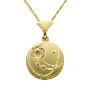 Ola Gorie 9ct Yellow Gold Red Rose Locket Art Nouveau 18" Chain Scottish 16.5g - Imagen 1 de 14
