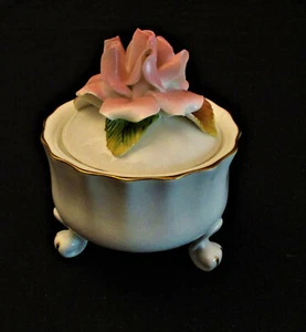 Romania  Hand Painted Porcelain Dresser Jar - Picture 1 of 3