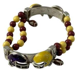 Football Bracelet Generic MaroonYellow Beads Purple & Yellow Helmets  Vintage - Picture 1 of 14