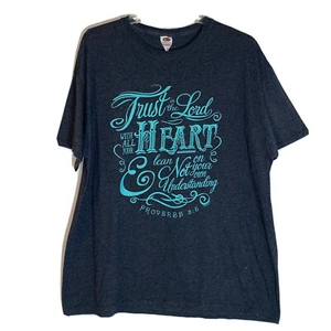Kerusso T Shirt Womens XL Gray Blue Proverbs 3 5 Trust in The Lord Graphic Top - Picture 1 of 10