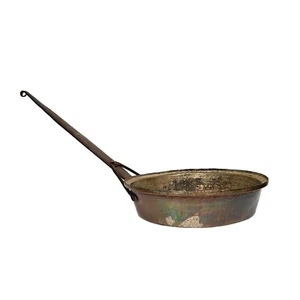 Antique French Hammered Copper Saute Fry Pan w/ Wrought Iron Handle 9.5" - Picture 1 of 24