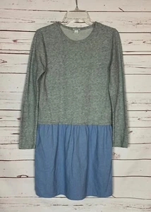 J.Crew Women's S Small Gray Blue Long Sleeve Cute Cotton Blend Cute Spring Dress - Picture 1 of 11
