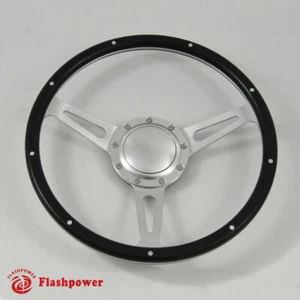 14" Black Forest Wood Steering Wheel 9 bolt w/ Horn Button Custom Hot rod Satin - Bild 1 von 6