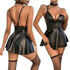 Sexy and Trendy A Line Short Dress in PU Leather Wet Look for Women Clubwear