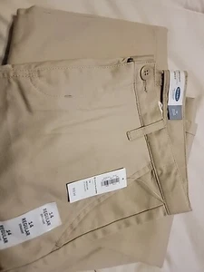 Old Navy Youth Boys 14 Khaki Pants Standard Straight Droit Adjustable Waist New - Picture 1 of 8